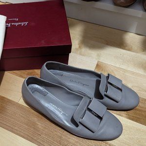 Authentic Salvatore Ferragamo Pale Grey Calf Loafers